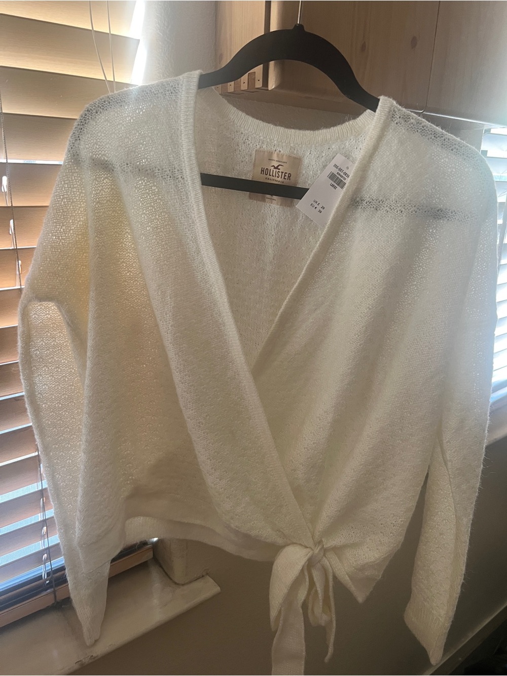 Hollister Cream V-Neck Wrap Tie-Front Sweater